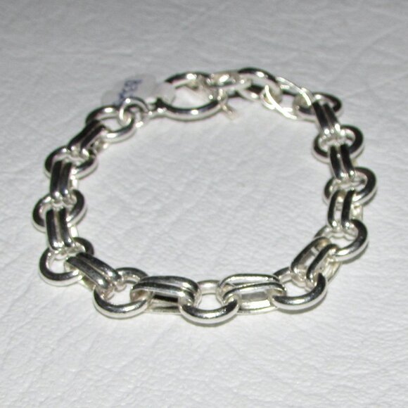 Silver Double Link Toggle Bracelet - NEW - Picture 5 of 7